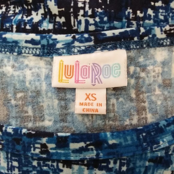 LuLaRoe Carly Dress Blue Short Sleeve Hi-Low Hem XS - Picture 3 of 9
